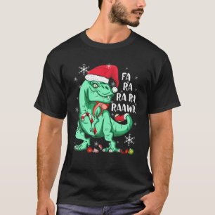 Dinosaur T Rex in Santa Hat FA RA RAWR Kerstmis T-shirt