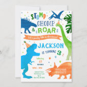 Dinosaur T-rex Invitations de fête d'anniversaire (Devant)
