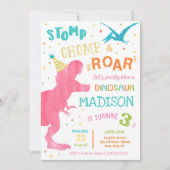 Dinosaur T-Rex Invitations pour la fête d'annivers (Devant)