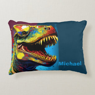 Dinosaur T Rex Jurassic Cool Blue Accent Pillow Kussen