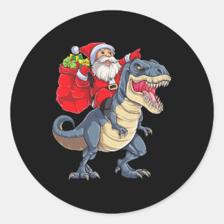 Dinosaur T Rex Kerstman Jongens Mannen Meisjes Xma Ronde Sticker