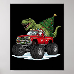 Dinosaur T Rex Kerstman Kerstmannen Jongens Meisje Poster