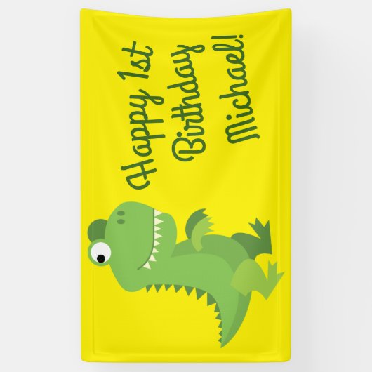 Dinosaur T-rex Kinder 1ste verjaardag van de Dino- Spandoek (Verticaal)