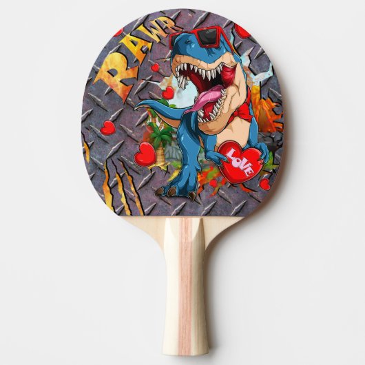 Dinosaur T Rex Love Tafeltennisbatje (Voorkant)