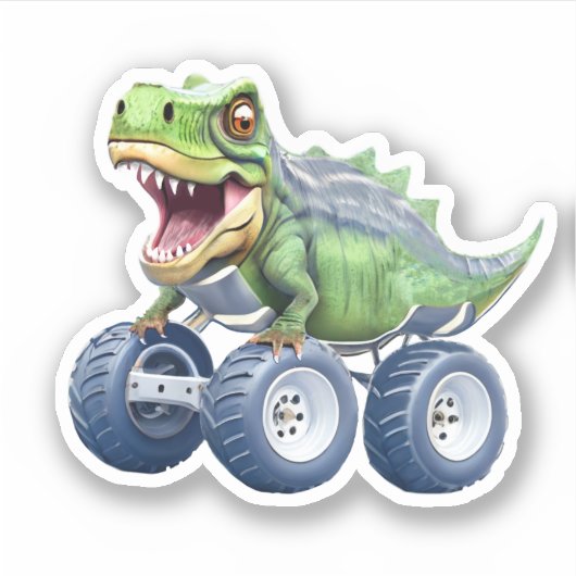 Dinosaur t-Rex monstertruck Sticker (Voorkant)