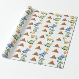 Dinosaur T-rex Name Age Wrapping Paper Cadeaupapier