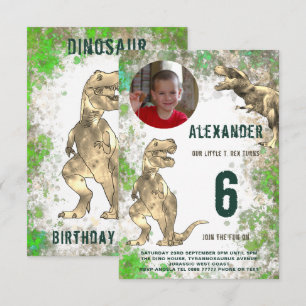 Dinosaur T Rex Oerwoud Birthday Party Foto Kaart