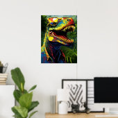 Dinosaur T Rex Oerwoud Modern Kinder Poster (Thuiskantoor)