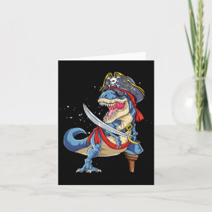 Dinosaur T Rex Pirate Jolly Roger Halloween Funny Kaart
