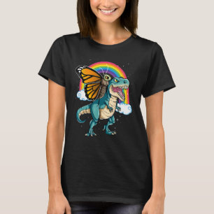 Dinosaur T Rex Rainbow Butterfly Insecten T-shirt