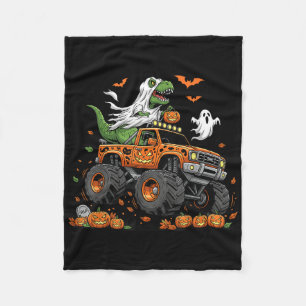 Dinosaur T-rex Riding Monster Truck Halloween Mann Fleece Deken