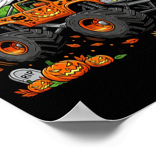 Dinosaur T-rex Riding Monster Truck Halloween Men Poster (Hoek)