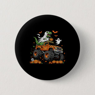 Dinosaur T-rex Rijdt Monster Truck Halloween Manne Ronde Button 5,7 Cm