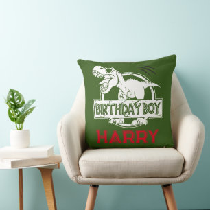 Dinosaur T Rex ROAR GREEN BIRTHDAY BOY Kussen
