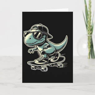 Dinosaur T Rex Skateboarden Funny Retro Skaten Kaart
