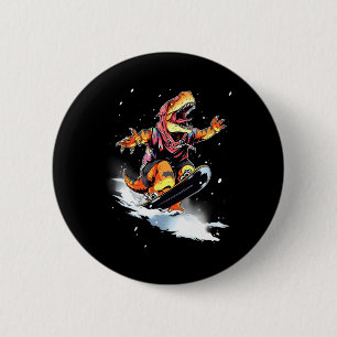 Dinosaur T-rex Snowboard Snowboard Snowboarder Win Ronde Button 5,7 Cm