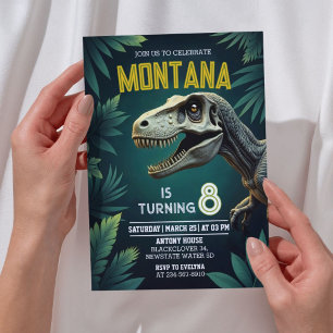 Dinosaur T-rex verjaardagsfeestje Kaart