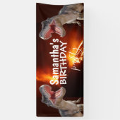 Dinosaur T Rexs Fille Bannière blanche (Vertical)