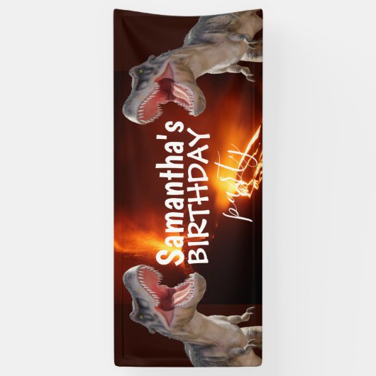 Dinosaur T Rexs Fille Bannière blanche (Vertical)