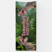 Dinosaur T Rexs Girl Pink Banner (Verticaal)