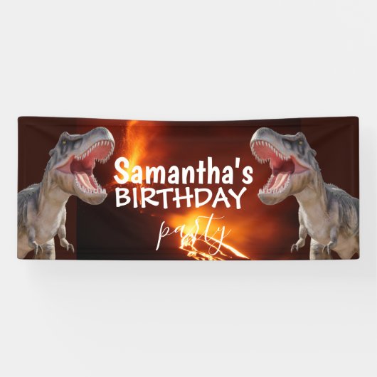 Dinosaur T Rexs Girl White Banner (Horizontaal)