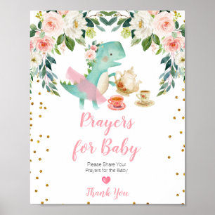 Dinosaur Tea Party Baby shower gebeden voor Baby Poster