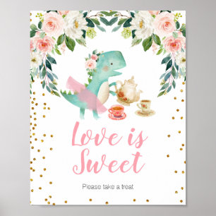 Dinosaur Tea Party Baby shower Love is Sweet Poster