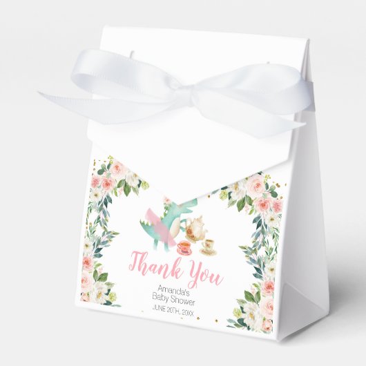 Dinosaur Tea Party Birthday Baby shower Favor Box Bedankdoosjes (Voorkant Zijde)