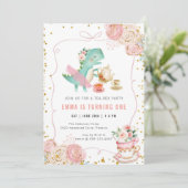 Dinosaur Tea Party Birthday Invitation (Debout devant)