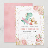 Dinosaur Tea Party Birthday Invitation (Devant / Derrière)