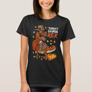 Dinosaur Thanksgiving Boys Turkey Saurus rex Pilgr T-shirt