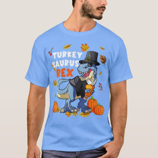 Dinosaur Thanksgiving Boys Turkey Saurus T rex Din T-shirt