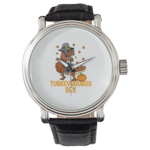 Dinosaur Thanksgiving Boys Turkey Saurus T rex Kin Horloge