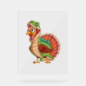 Dinosaur Thanksgiving Boys Turkey Saurus T rex Tur Acryl Bord (Voorkant)