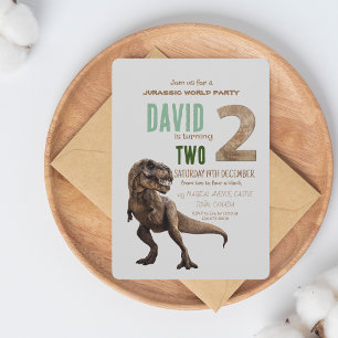 Dinosaur Thema 2e Verjaardagsfeest Kaart