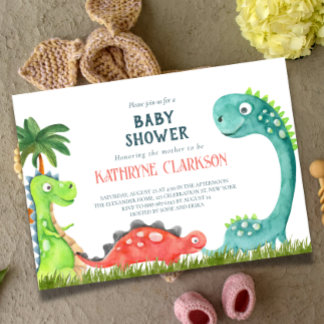 Dinosaur thema baby shower uitnodiging