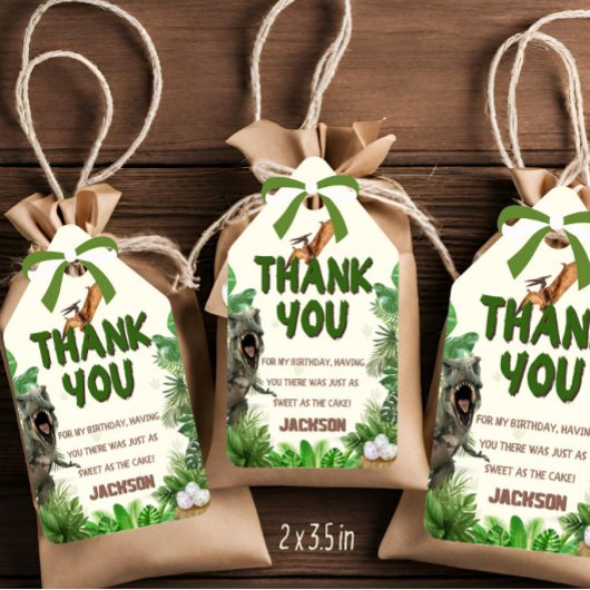 Dinosaur thema Dank u Favor Gift Label Cadeaulabel