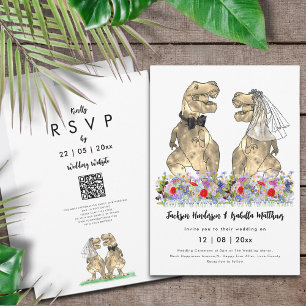 Dinosaur Thema Trouw QR Code Kaart
