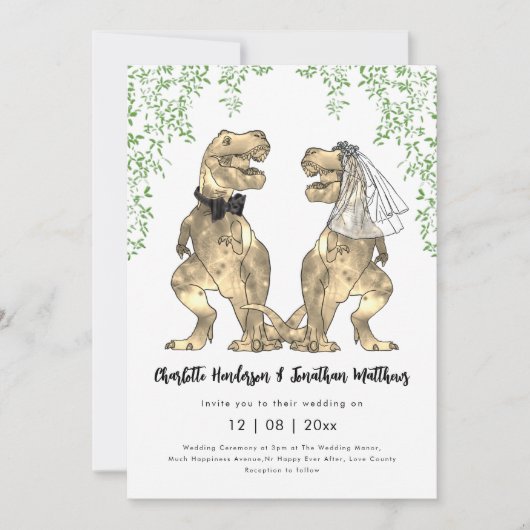 Dinosaur thema Wedding QR Code Kaart (Voorkant)