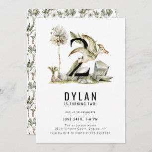 Dinosaur Theme 2e verjaardag Kaart