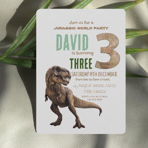 Dinosaur Theme 3rd Birthday Party Kaart