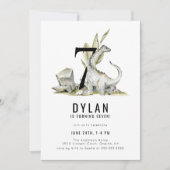 Dinosaur Theme 7th Birthday Party Kaart (Voorkant)