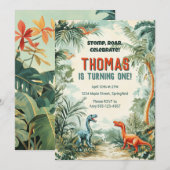 Dinosaur Thème Anniversaire Invitation (Devant / Derrière)