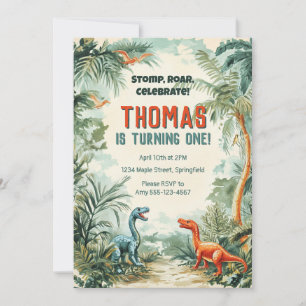 Dinosaur Thème Anniversaire Invitation