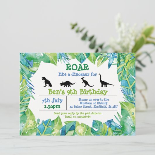 Dinosaur thème anniversaire invitation (Debout devant)