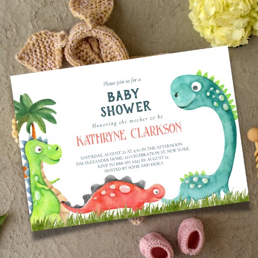 Dinosaur thème baby shower invitation