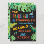Dinosaur Theme Birthday Party Dank je kaarten (Voorkant / Achterkant)