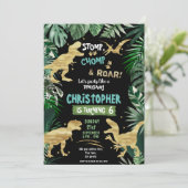 Dinosaur Theme Birthday Party Kaart (Staand voorkant)