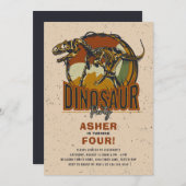 Dinosaur Theme Birthday Party Kaart (Voorkant / Achterkant)