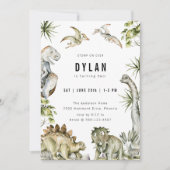 Dinosaur Theme Birthday Party Kaart (Voorkant)